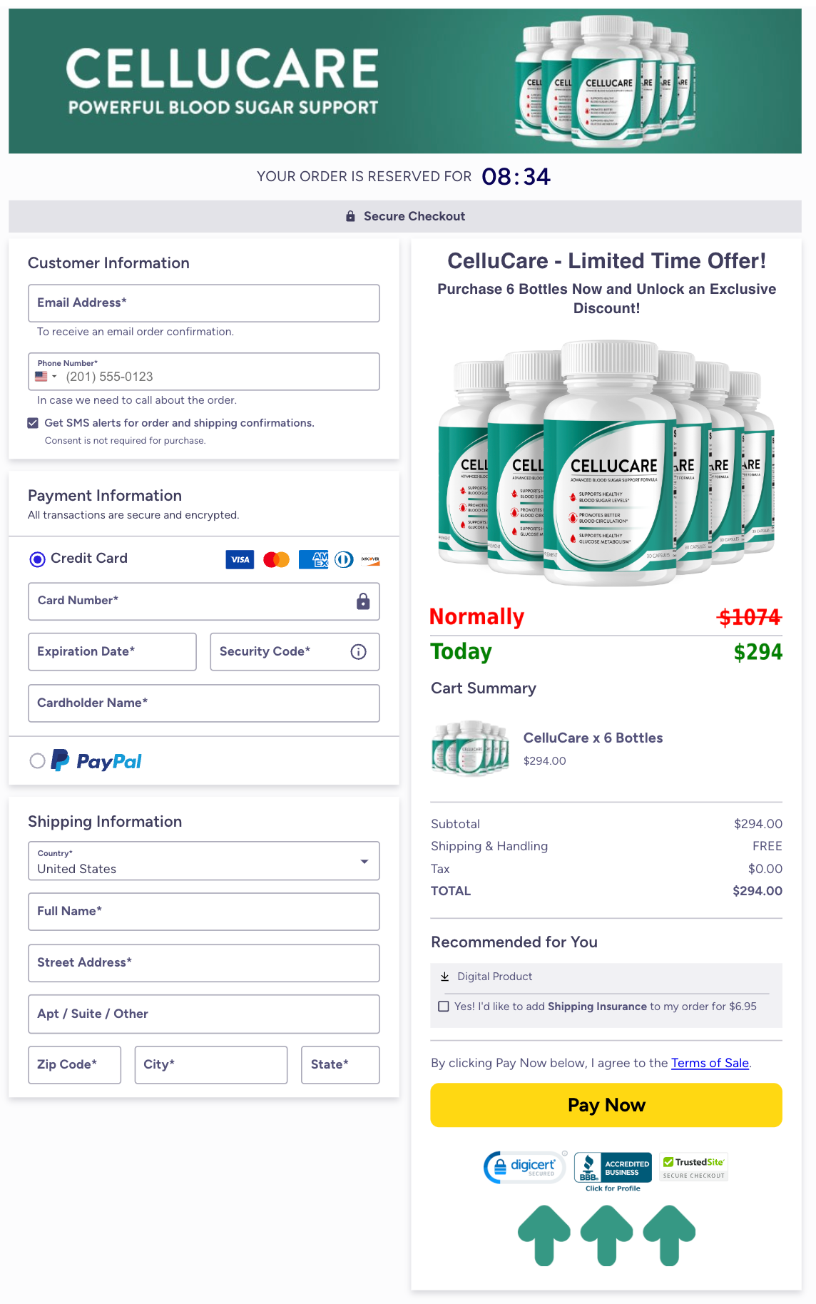 CelluCare Official Website Secure Order Page